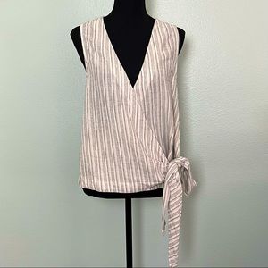 Grade & Gather Cotton/Linen Sleeveless Wrap Top- L